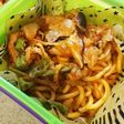 ポークチャップでナポリタン風うどん♥゛