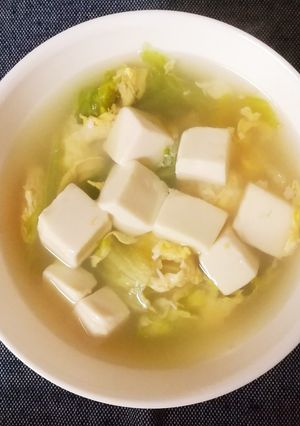豆腐とレタスのかき玉スープ-レシピのメイン写真