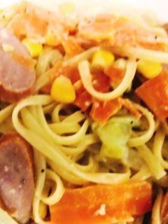 豆乳スープで簡単クリームソースパスタ-レシピのメイン写真