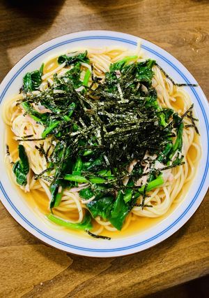 ほうれん草とベーコンの和風スープパスタ-レシピのメイン写真