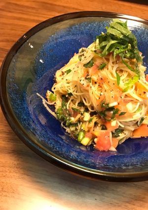梅肉とトマトの和風冷製カッペリーニ-レシピのメイン写真