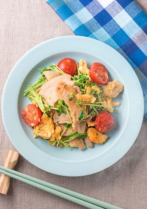 下味冷凍 豚バラの豆苗卵炒め-レシピのメイン写真