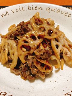 ★牛肉と蓮根、舞茸のオイマヨ醤油炒め★-レシピのメイン写真