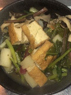 厚揚げと蕪の葉と山芋の白出汁・ポン酢煮-レシピのメイン写真