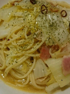 白菜とベーコンのペペロンチーノスープスパ-レシピのメイン写真