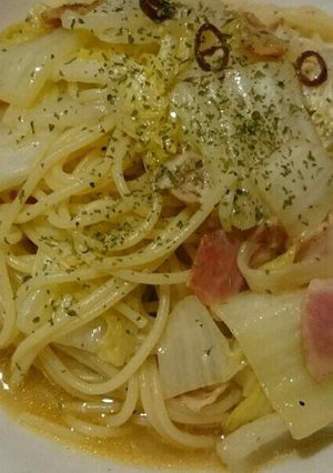 白菜とベーコンのペペロンチーノスープスパ-レシピのメイン写真