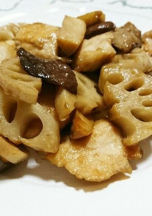 鶏むね肉と蓮根ときのこの甘辛炒め-レシピのメイン写真
