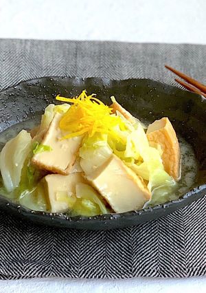 厚揚げとキャベツの塩麹柚子胡椒含め煮-レシピのメイン写真
