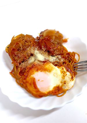 煮込みハンバーグパスタ(残り物リメイク)-レシピのメイン写真