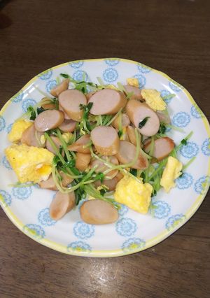 お弁当に♪ウインナーと豆苗の卵炒め♪-レシピのメイン写真