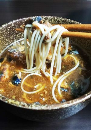 レンジで簡単!さばの味噌煮缶のつけ汁-レシピのメイン写真
