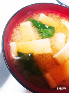 【インフル予防】小松菜と油揚げの味噌汁-レシピのメイン写真