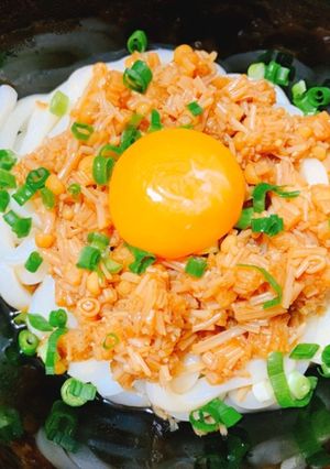 なめたけ玉うどん-レシピのメイン写真