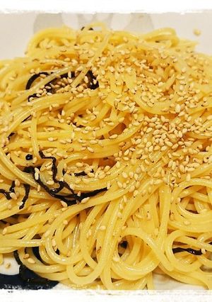 １人ランチ☆塩昆布わさびパスタ-レシピのメイン写真