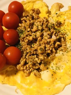 ケチャップ鶏そぼろのオープンオムレツ-レシピのメイン写真