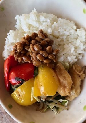 納豆と鶏の酢豚風ご飯-レシピのメイン写真