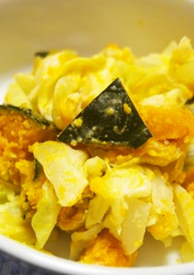 かぼちゃ・キャベツのマヨ粉チーズ和え♪-レシピのメイン写真