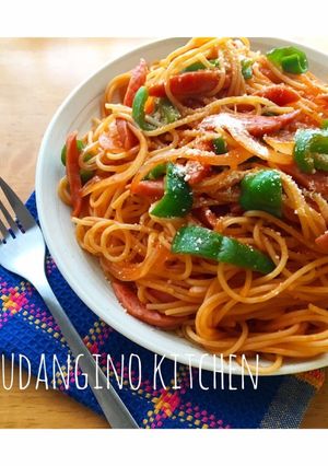＊簡単＊焼肉のタレ＊大盛りナポリタン-レシピのメイン写真