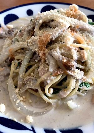 簡単！鮭と舞茸♡豆乳クリームパスタ-レシピのメイン写真