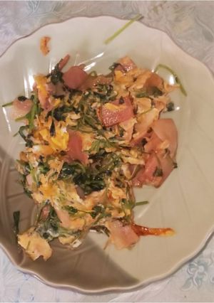 豆苗とベーコンの卵とじ-レシピのメイン写真