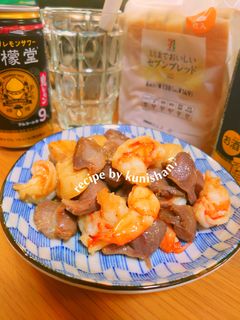 砂肝と海老の炒め物♪-レシピのメイン写真
