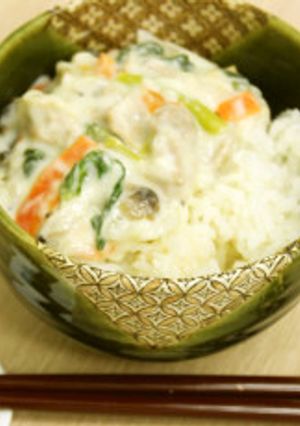 野菜と豚肉の彩りクリーム丼-レシピのメイン写真