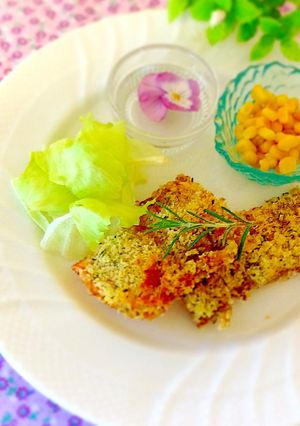 鮭のハニーマスタードパン粉焼き♬-レシピのメイン写真