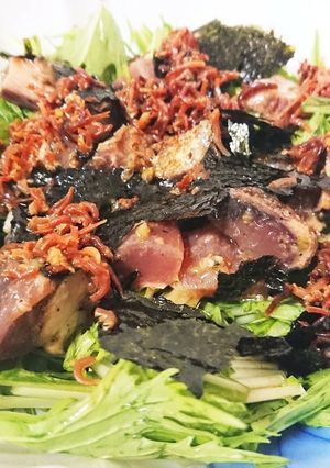 鰹とじゃこの柚子胡椒味おつまみ水菜サラダ-レシピのメイン写真