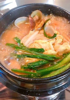 あさりと豆腐の胡麻が香るチゲ風スープ-レシピのメイン写真