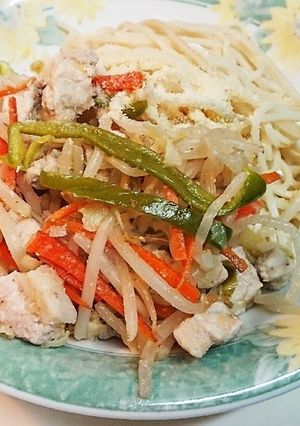 豚肩ロースと野菜の塩炒めスパゲッティ-レシピのメイン写真
