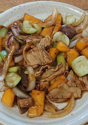 豚肉と柿のオイスターソース炒め-レシピのメイン写真