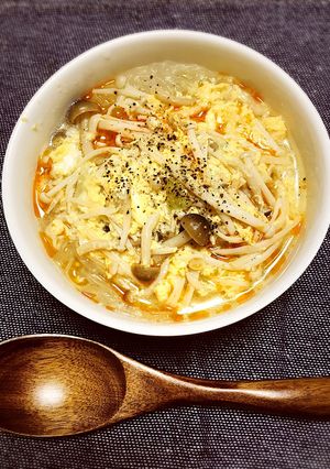 キノコたっぷり春雨入り酸辣湯風スープ-レシピのメイン写真