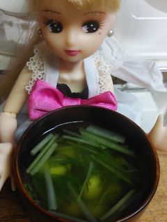 リカちゃん♡枝豆と水菜のお吸い物-レシピのメイン写真