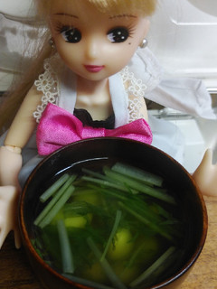 リカちゃん♡枝豆と水菜のお吸い物-レシピのメイン写真