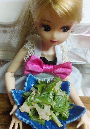 リカちゃん♡水菜れんこん胡麻マヨサラダ-レシピのメイン写真