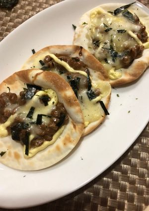 簡単!納豆の餃子ピザ!-レシピのメイン写真
