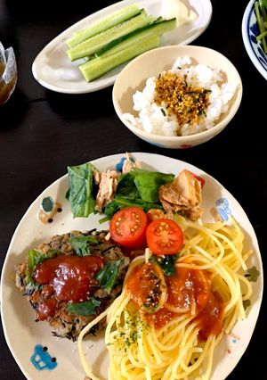 2歳児☆ハンバーグ、パスタ幼児食プレート-レシピのメイン写真