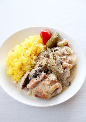 簡単メーン料理【チキンのクリーム煮ごはん-レシピのメイン写真