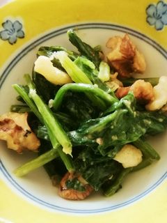 ほうれん草とクルミ、あげたまの味噌和え-レシピのメイン写真