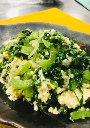 かつお菜とジャコの豆腐とじ【JA福岡市】-レシピのメイン写真