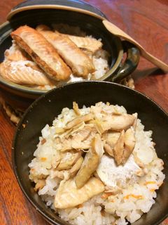 しゃけごはん 鮭とミズナの炊き込みご飯 by らくらく♪ 【クックパッド】 簡単