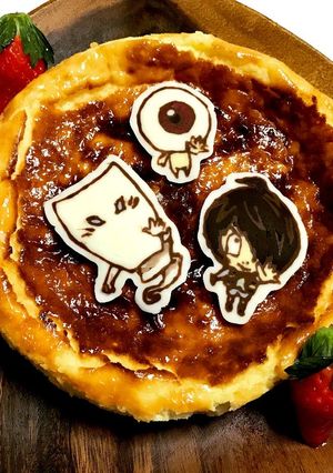 バスクチーズケーキ風キャラチョコ のせ-レシピのメイン写真