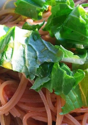 旬の葉物を使った簡単トマトバジルパスタ♪-レシピのメイン写真