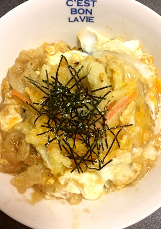 昨日の再利用大根皮かきあげ再利用とじ丼-レシピのメイン写真