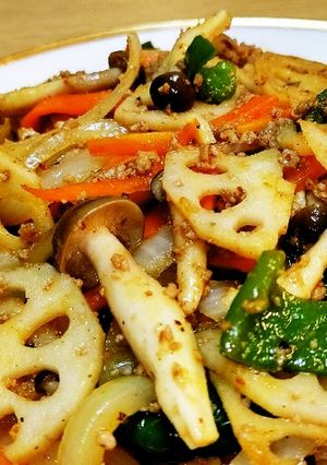 挽き肉野菜炒め、コチュ&マーラー醤-レシピのメイン写真