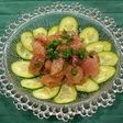 ハマチの刺身の中華ごま味、ちょっと辛め