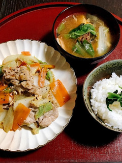 白菜と豚肉炒め定食-レシピのメイン写真