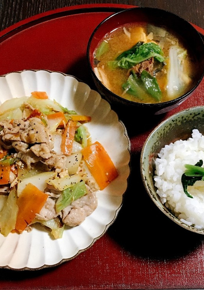 白菜と豚肉炒め定食-レシピのメイン写真
