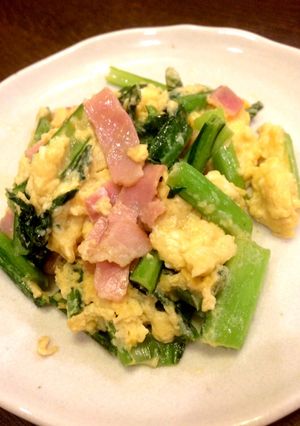 簡単お弁当おかず♪小松菜の卵炒め中華風♪-レシピのメイン写真