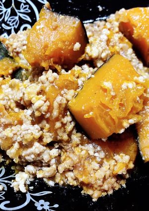 簡単早い！ボリュームカボチャの鶏そぼろ煮-レシピのメイン写真